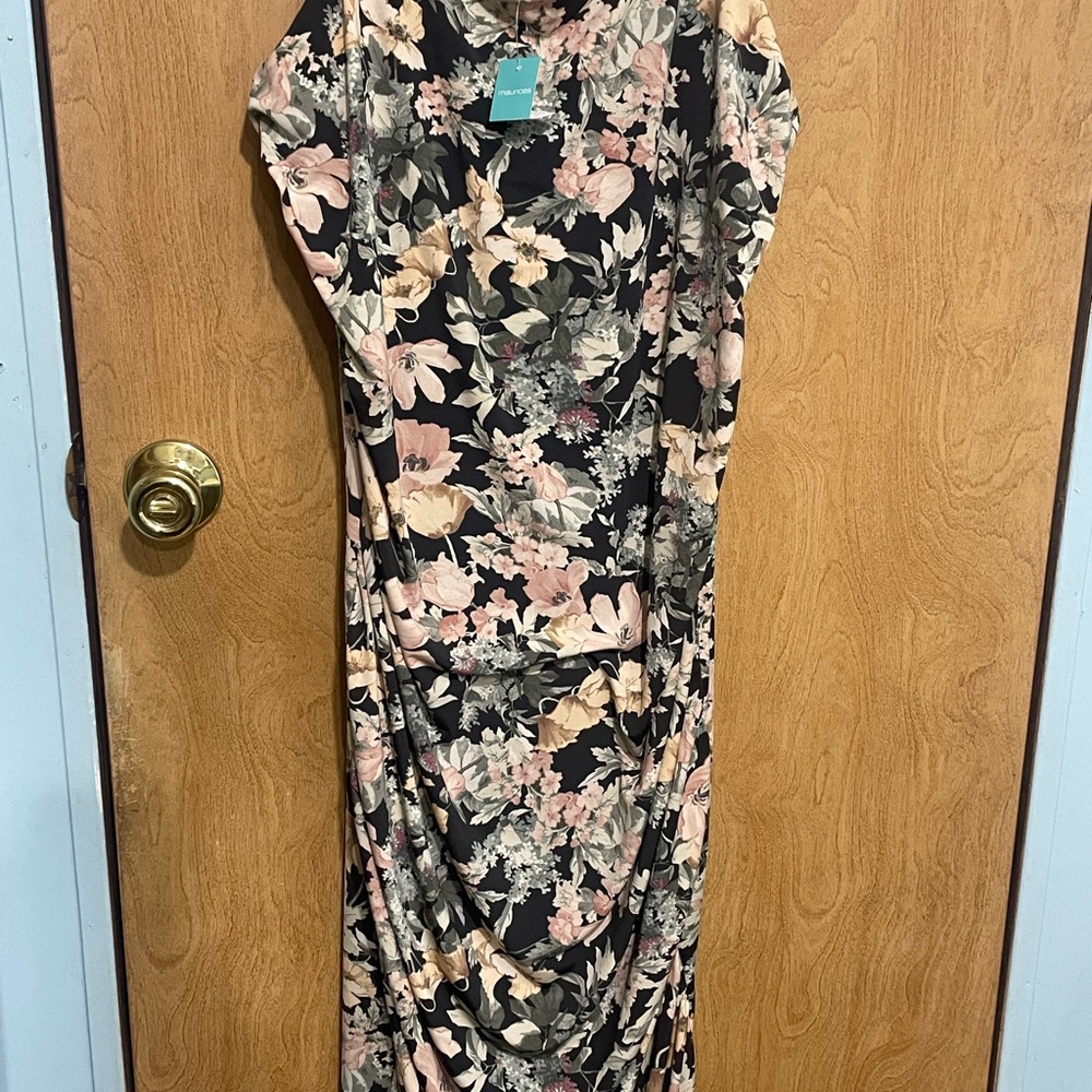 Floral Black and Pink Women's Dress